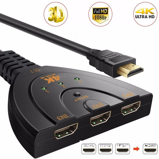 3 Port 4K HDMI 2.0 Cable Splitter Hub